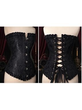 corset black Black Brocade Corset Gothic Bustier Steampunk